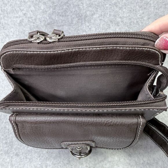 Medium Brown Cross Body Purse with Adjustable Strap Multi Compartments - Picture 5 of 14